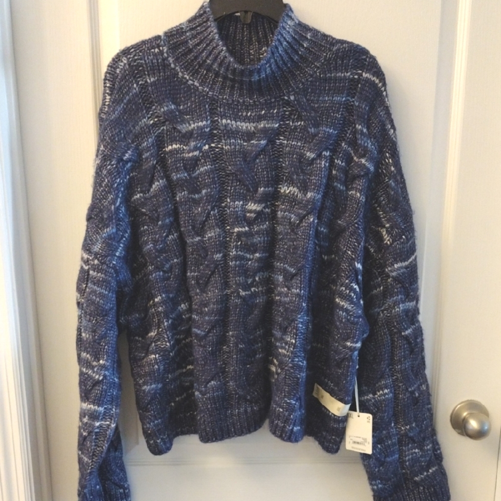 a.n.a Blue and White Cable Knit Sweater. Size XXL - Picture 2 of 7
